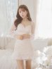 画像5: XSサイズあり【ROBE de FLEURS/ローブドフルール】スパンコール/ ドットチュール/ 袖あり/ 長袖/ セットアップ/ ビジュー/ フレア/ ミニドレス/ キャバドレス[OF2]
