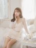 画像6: XSサイズあり【ROBE de FLEURS/ローブドフルール】スパンコール/ ドットチュール/ 袖あり/ 長袖/ セットアップ/ ビジュー/ フレア/ ミニドレス/ キャバドレス[OF2]