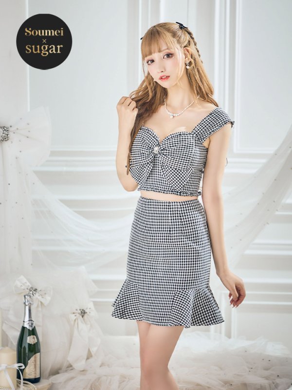 画像3: 【皇らいか/関西コレクション着用】XSサイズあり【ROBE de FLEURS/ローブドフルール】ツイード/ リボン/ ビジュー/ マーメイド/ フリル/ セットアップ/ ミニドレス/ キャバドレス[OF08]