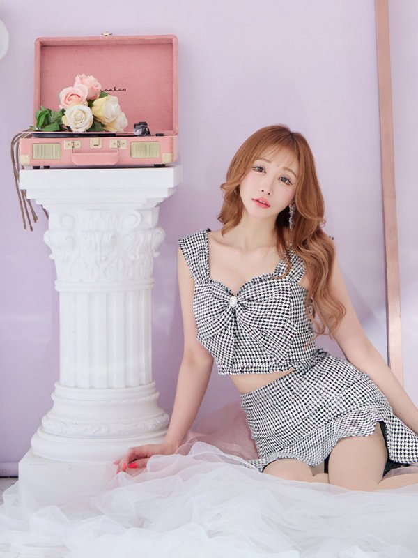 画像24: 【皇らいか/関西コレクション着用】XSサイズあり【ROBE de FLEURS/ローブドフルール】ツイード/ リボン/ ビジュー/ マーメイド/ フリル/ セットアップ/ ミニドレス/ キャバドレス[OF08]