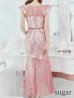 画像9: XSサイズあり【ROBE de FLEURS/ローブドフルール】マーメイド/ レース/ オーガンジー/ バストチャーム/ フリルショルダー/ セットアップ/ ひざ丈/ ミディアムドレス/ キャバドレス[OF2]