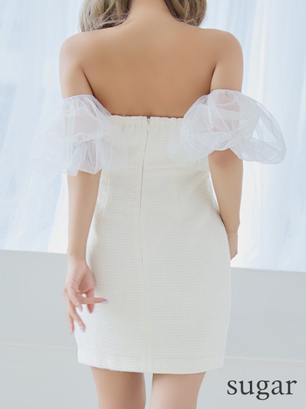 画像14: XSサイズあり【ROBE de FLEURS/ローブドフルール】バルーンスリーブ/ オフショル/ ビジュー/ タイト/ ミニドレス/ キャバドレス[OF08]