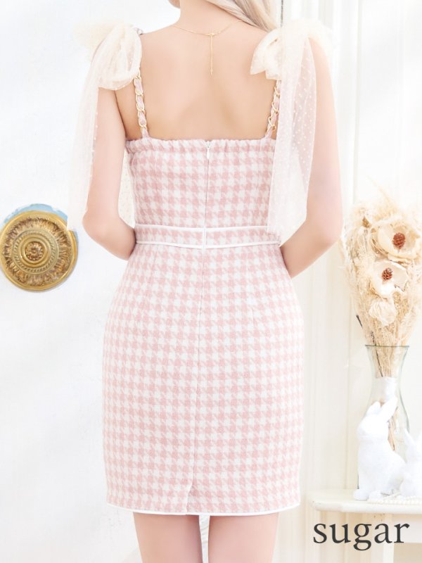 画像20: XSサイズあり【ROBE de FLEURS/ローブドフルール】ドットチュールリボン/ ツイード/ キャミソール/ バストジップ/ タイト/ ミニドレス/ キャバドレス[OF08]