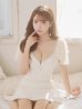 画像3: XSサイズあり【ROBE de FLEURS/ローブドフルール】オーガンジーリボン/ デコルテビジュー/ ノースリーブ/ フレア/ セットアップ/ ミニドレス/ キャバドレス[OF2]