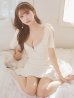 画像5: XSサイズあり【ROBE de FLEURS/ローブドフルール】オーガンジーリボン/ デコルテビジュー/ ノースリーブ/ フレア/ セットアップ/ ミニドレス/ キャバドレス[OF2]
