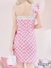 画像9: sugar限定コラボ☆XS-Lサイズあり【ROBE de FLEURS/ローブドフルール】ツイード/ リボン/ ワンショルダー/ フロントジップ/ タイト/ ミニドレス/ キャバドレス[OF2]