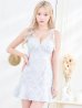 画像13: XSサイズあり【ROBE de FLEURS/ローブドフルール】グリッター/ 立体レース/ フロントジッパー/ ノースリーブ/ Aライン/ フレア/ ミニドレス/ キャバドレス[OF2]