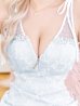 画像17: XSサイズあり【ROBE de FLEURS/ローブドフルール】グリッター/ 立体レース/ フロントジッパー/ ノースリーブ/ Aライン/ フレア/ ミニドレス/ キャバドレス[OF2]
