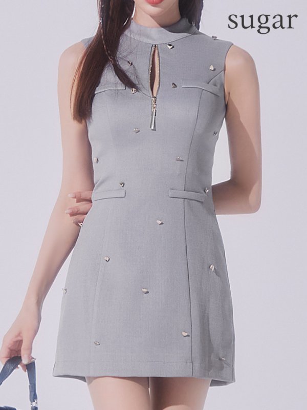 画像11: XS-Lサイズあり【ROBE de FLEURS/ローブドフルール】ハイネック/ ジッパー/ ワンカラー/ ノースリーブ/ Aライン/ ミニドレス/ キャバドレス[OF08]【一部予約商品/12月上旬発送予定】