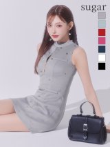 XS-Lサイズあり【ROBE de FLEURS/ローブドフルール】ハイネック/ ジッパー/ ワンカラー/ ノースリーブ/ Aライン/ ミニドレス/ キャバドレス[OF2]