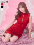 XSサイズあり【ROBE de FLEURS/ローブドフルール】ハイネック/ ジッパー/ ワンカラー/ ノースリーブ/ Aライン/ ミニドレス/ キャバドレス