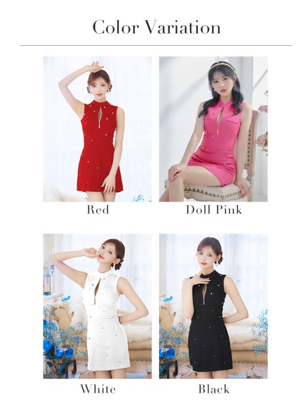 画像48: XS-Lサイズあり【ROBE de FLEURS/ローブドフルール】ハイネック/ ジッパー/ ワンカラー/ ノースリーブ/ Aライン/ ミニドレス/ キャバドレス[OF08]【一部予約商品/12月上旬発送予定】