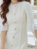 画像10: XSサイズあり【ROBE de FLEURS/ローブドフルール】ラメツイード/ 七分袖/ 袖フリル/ リボン/ フレア/ ミニドレス/ キャバドレス[OF2]