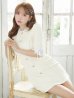 画像6: XSサイズあり【ROBE de FLEURS/ローブドフルール】ラメツイード/ 七分袖/ 袖フリル/ リボン/ フレア/ ミニドレス/ キャバドレス[OF2]