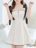 画像8: XSサイズあり【ROBE de FLEURS/ローブドフルール】肩リボン/ パステルチェック/ フロントジップ/ ツイード/ フレア/ ミニドレス/ キャバドレス[OF2]
