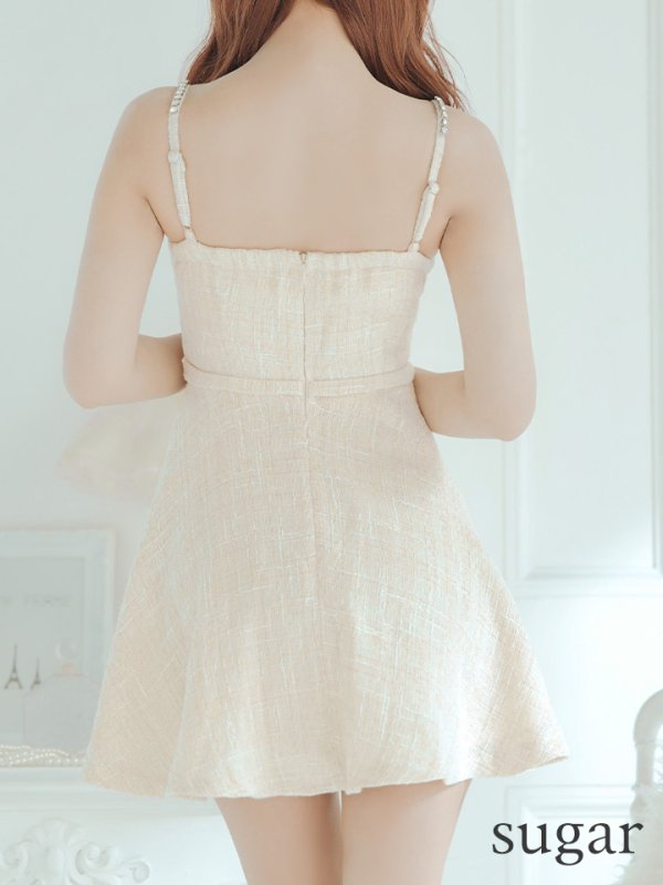 画像12: XSサイズあり【ROBE de FLEURS/ローブドフルール】サイドシアー/ フロントジップ/ ビジュー/ フレア/ ミニドレス/ キャバドレス[OF08]