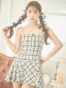 画像5: XSサイズあり【ROBE de FLEURS/ローブドフルール】ツイード/ チェック/ キャミソール/ ワンピース/ フレア/ ミニドレス/ キャバドレス[OF2]