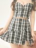 画像8: XSサイズあり【ROBE de FLEURS/ローブドフルール】セットアップ/ ツイード/ チェック/ キャミソール/ フロントジップ/ フレア/ ミニドレス/ キャバドレス[OF2]