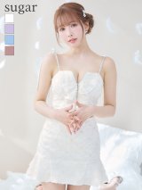 【予約商品/4月下旬発送予定】XSサイズあり【ROBE de FLEURS/ローブドフルール】フラワーチュール/ バストフリル/ セットアップ/ フレア/ ミニドレス/ キャバドレス