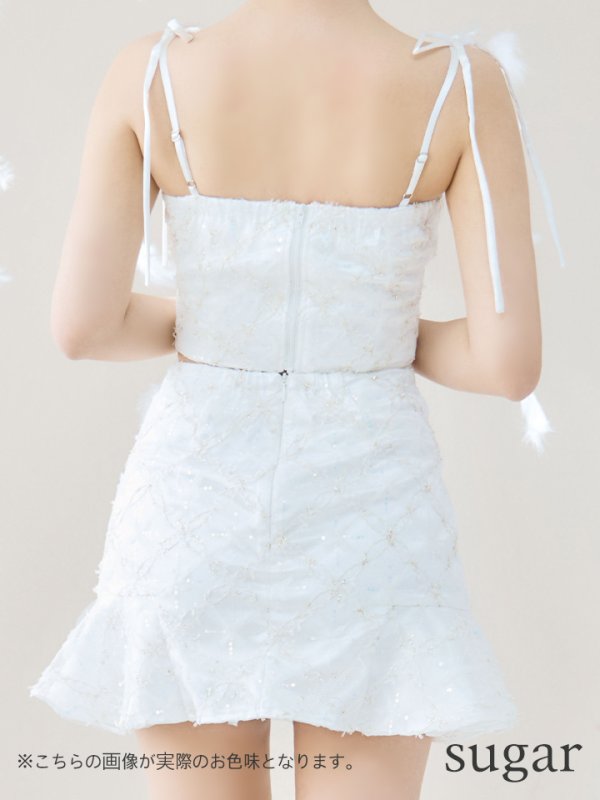 画像9: XSサイズあり【ROBE de FLEURS/ローブドフルール】フラワーチュール/ バストフリル/ セットアップ/ フレア/ ミニドレス/ キャバドレス[OF08]