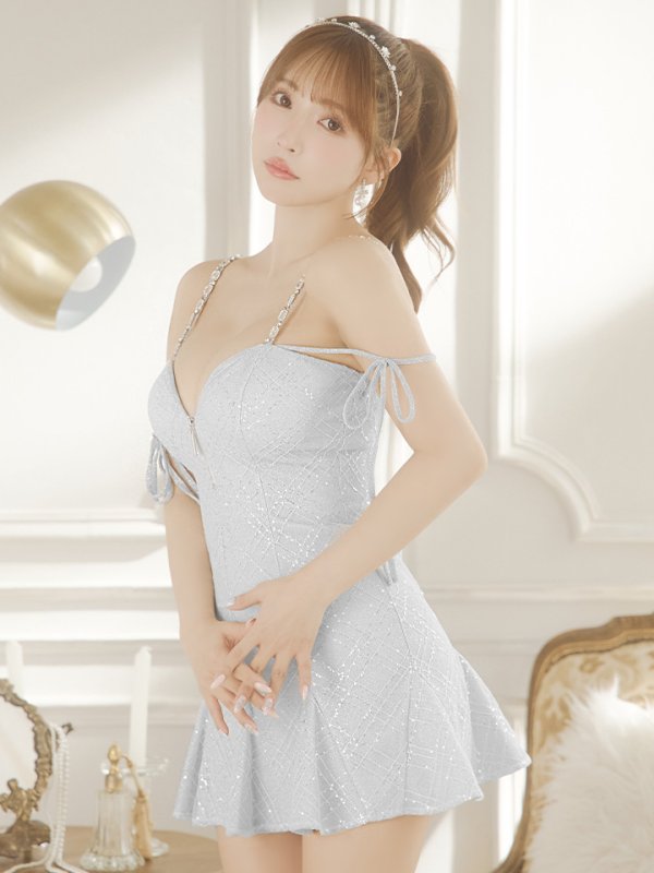 画像31: XSサイズあり【ROBE de FLEURS/ローブドフルール】リボン/ ラメニット/ バストジッパー/ フレア/ ドリーミー/ ミニドレス/ キャバドレス[OF08]