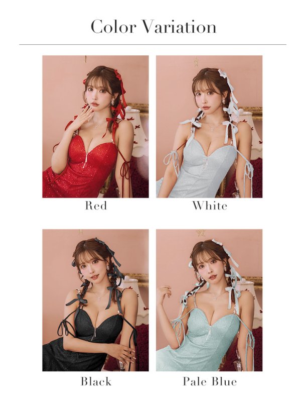 画像33: XSサイズあり【ROBE de FLEURS/ローブドフルール】リボン/ ラメニット/ バストジッパー/ フレア/ ドリーミー/ ミニドレス/ キャバドレス[OF08]