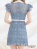 画像9: XSサイズあり【ROBE de FLEURS/ローブドフルール】襟付きリボン/ フラワーレース/ タイト/ ショートスリーブ/ ミニドレス/ キャバドレス[OF2]