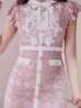 画像22: XSサイズあり【ROBE de FLEURS/ローブドフルール】襟付きリボン/ フラワーレース/ タイト/ ショートスリーブ/ ミニドレス/ キャバドレス[OF2]