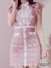 画像24: XSサイズあり【ROBE de FLEURS/ローブドフルール】襟付きリボン/ フラワーレース/ タイト/ ショートスリーブ/ ミニドレス/ キャバドレス[OF2]