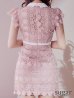画像25: XSサイズあり【ROBE de FLEURS/ローブドフルール】襟付きリボン/ フラワーレース/ タイト/ ショートスリーブ/ ミニドレス/ キャバドレス[OF2]