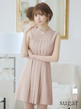 【予約商品/6月上旬発送予定】XSサイズあり【ROBE de FLEURS/ローブドフルール】スプリングツイード/ ビジュー/ ノースリーブ/ フレア/ ミニドレス/ キャバドレス[OF2]