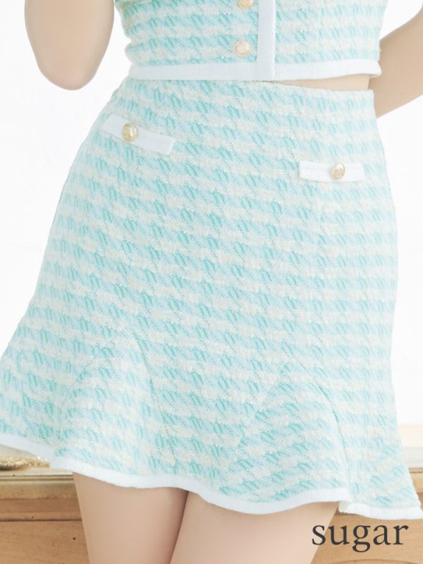 画像11: XSサイズあり【ROBE de FLEURS/ローブドフルール】ニットツイード/ ショルダーチェーン/ ボタン/ マーメイド/ フレア/ セットアップ/ ミニドレス/ キャバドレス[OF08]