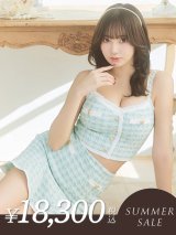【サマーセール開催中！! 】XSサイズあり【ROBE de FLEURS/ローブドフルール】ニットツイード/ ショルダーチェーン/ ボタン/ マーメイド/ フレア/ セットアップ/ ミニドレス/ キャバドレス[OF08]