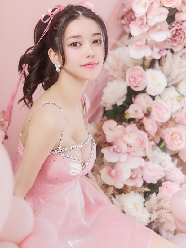 画像7: XSサイズあり【ROBE de FLEURS/ローブドフルール】ストーン/ サテン/ バストビジュー/ フレア/ キャミソール/ ミニドレス/ キャバドレス[OF08]