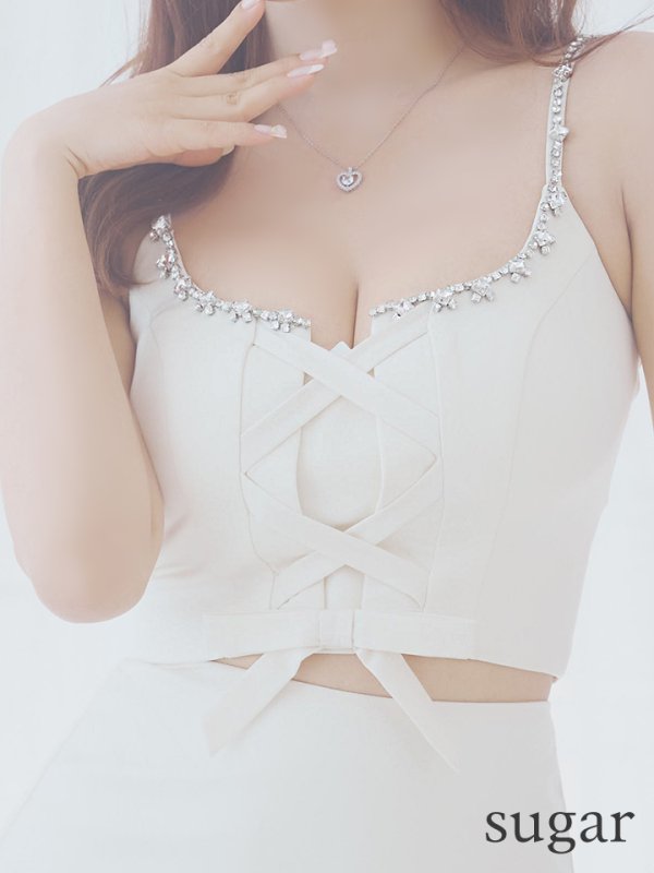 画像25: XSサイズあり【ROBE de FLEURS/ローブドフルール】センターリボン/ 2way/ フレア/ セットアップ/ ミニドレス/ キャバドレス[OF08]