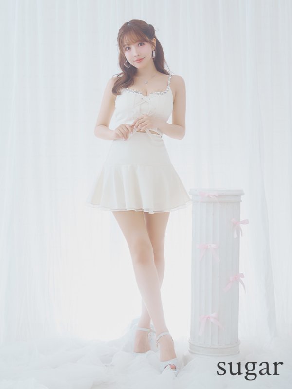 画像22: XSサイズあり【ROBE de FLEURS/ローブドフルール】センターリボン/ 2way/ フレア/ セットアップ/ ミニドレス/ キャバドレス[OF08]