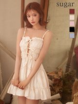 【即日発送】【ROBE de FLEURS/ローブドフルール】シャーリング/ サテン/ ウエストスリット/ フレア/ ミニドレス/ キャバドレス[OF08]