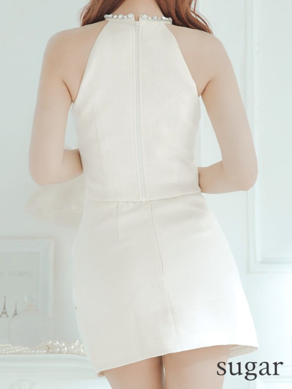 画像16: XSサイズあり【ROBE de FLEURS/ローブドフルール】セットアップ/ ホルターネック/ ビジュー/ バストカット/ リボン/ タイト/ ミニドレス/ キャバドレス[OF08]