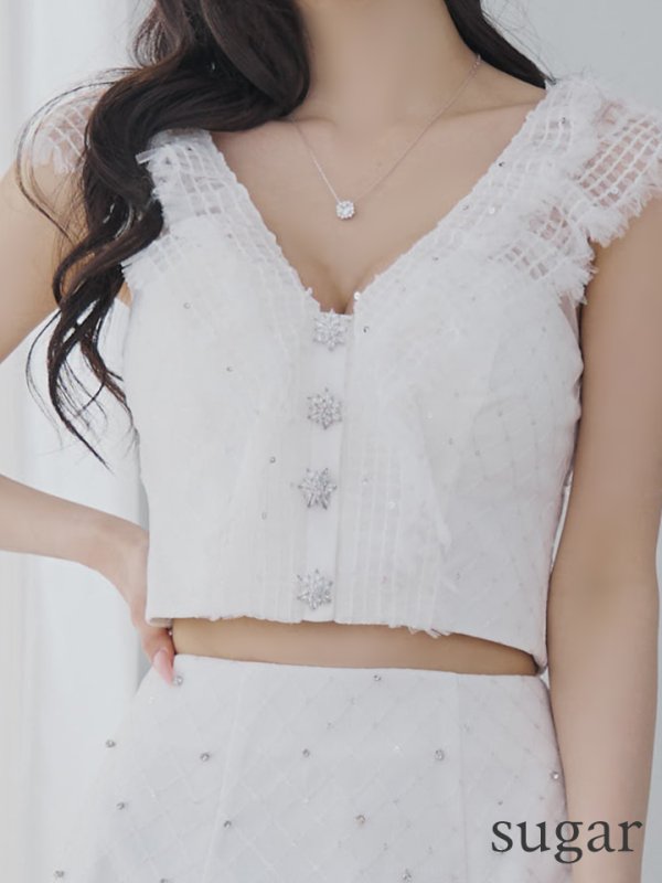 画像17: XSサイズあり【ROBE de FLEURS/ローブドフルール】ナチュラルレース/ ノースリーブ/ バックリボン/ セットアップ/ フレア/ ミニドレス/ キャバドレス[OF08]