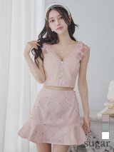 XSサイズあり【ROBE de FLEURS/ローブドフルール】ナチュラルレース/ ノースリーブ/ バックリボン/ セットアップ/ フレア/ ミニドレス/ キャバドレス[OF2]