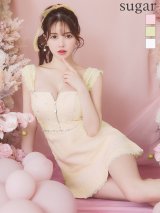 XSサイズあり【ROBE de FLEURS/ローブドフルール】肩レース/ ウエストビジュー/ スカラップレース/ フレア/ ノースリーブ/ ミニドレス/ キャバドレス[OF2]