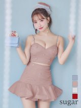 XSサイズあり【ROBE de FLEURS/ローブドフルール】シンプル/ ビジュー/ ラメニット/ フリル/ チュール/ フレア/ ミニドレス/ キャバドレス[OF2]