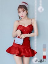 XSサイズあり【ROBE de FLEURS/ローブドフルール】シンプル/ ビジュー/ ラメニット/ フリル/ チュール/ フレア/ ミニドレス/ キャバドレス[OF2]