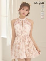 【あいり先生/関西コレクション着用】XSサイズあり【ROBE de FLEURS/ローブドフルール】フラワー/ シフォン/ ホルター/ フレア/ ミニドレス/ キャバドレス[OF08]