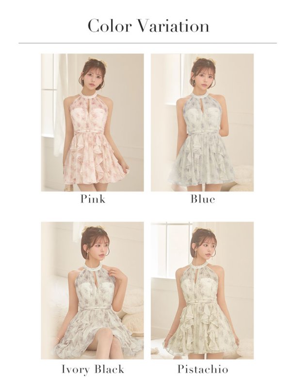 画像48: 【あいり先生/関西コレクション着用】XSサイズあり【ROBE de FLEURS/ローブドフルール】フラワー/ シフォン/ ホルター/ フレア/ ミニドレス/ キャバドレス[OF08]