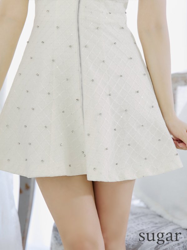 画像17: XSサイズあり【ROBE de FLEURS/ローブドフルール】ショルダービジュー/ 刺繍レース/ フロントジッパー/ フレア/ ミニドレス/ キャバドレス[OF08]