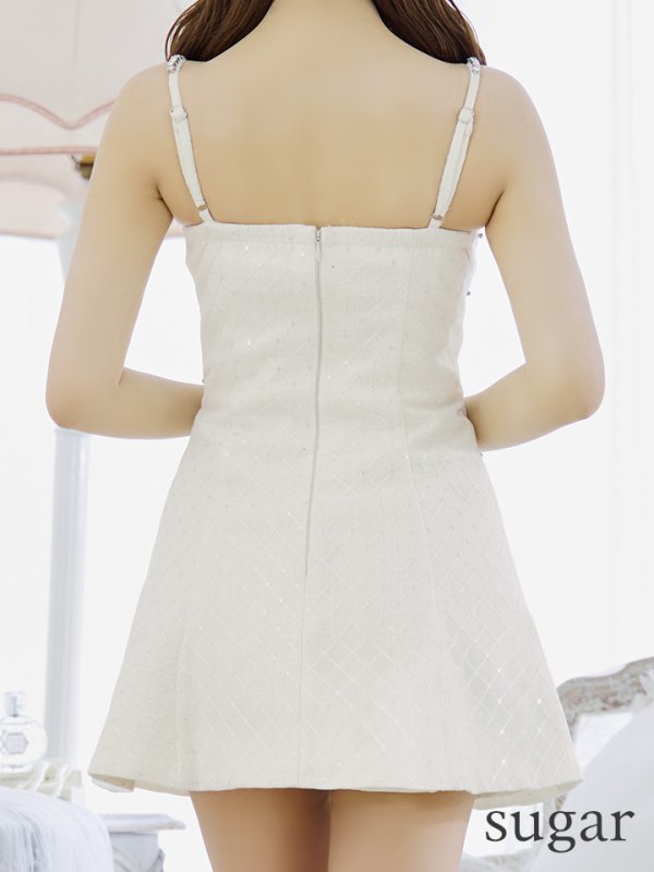 画像15: XSサイズあり【ROBE de FLEURS/ローブドフルール】ショルダービジュー/ 刺繍レース/ フロントジッパー/ フレア/ ミニドレス/ キャバドレス[OF08]