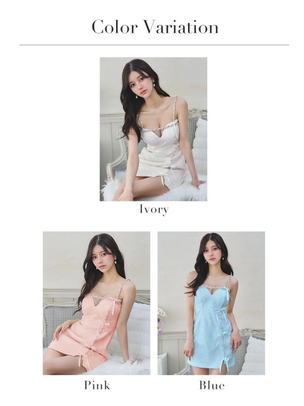 画像27: XSサイズあり【ROBE de FLEURS/ローブドフルール】ビジューライン/ リボン/ ラメ/ ガーリー/ タイト/ ミニドレス/ キャバドレス[OF08]