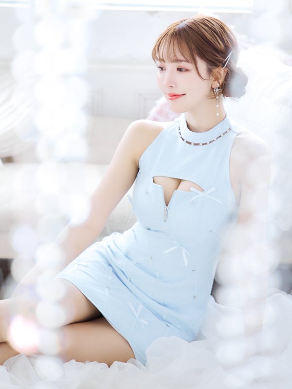 画像39: XSサイズあり【ROBE de FLEURS/ローブドフルール】バレエコアランダム/ スイート/ ミニリボン/ フレア/ ミニドレス/ キャバドレス[OF08]