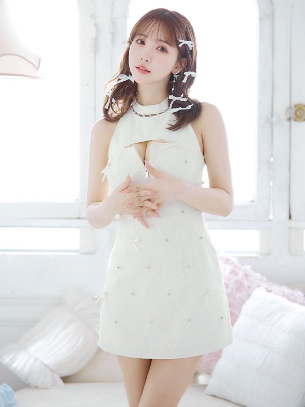 画像44: XSサイズあり【ROBE de FLEURS/ローブドフルール】バレエコアランダム/ スイート/ ミニリボン/ フレア/ ミニドレス/ キャバドレス[OF08]